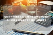 青岛会计师行业党建_会计师事务所管理软件的会计师事务所行业信息化建设的重要意义