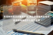 东莞财政局会计服务平台_网上申报服务东莞市社会保障局在什么软件登录